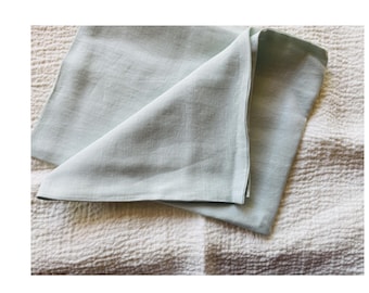 Natural Linen Euro Sham Covers in Mist Ocean, accented pillow covers, Made to Fit, All Sizes