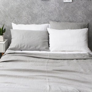 Stone Grey linen duvet cover, queen duvet cover, linen duvet, queen comforter, king comforter, queen comforter set image 4