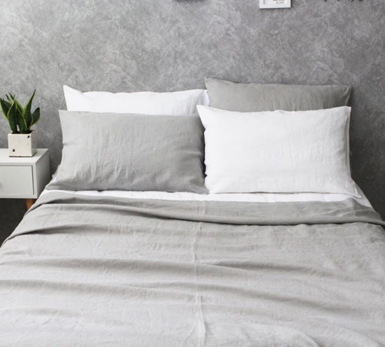 Stone Grey linen duvet cover, queen duvet cover, linen duvet, queen comforter, king comforter, queen comforter set image 4
