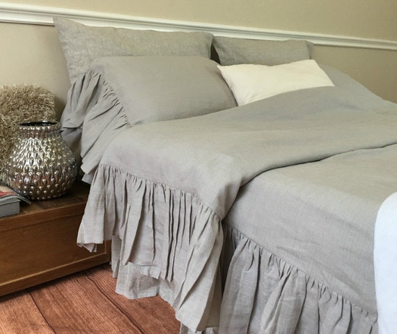 Shabby Chic Ruffled Duvet Cover With Mermaid Long Ruffle Style Etsy