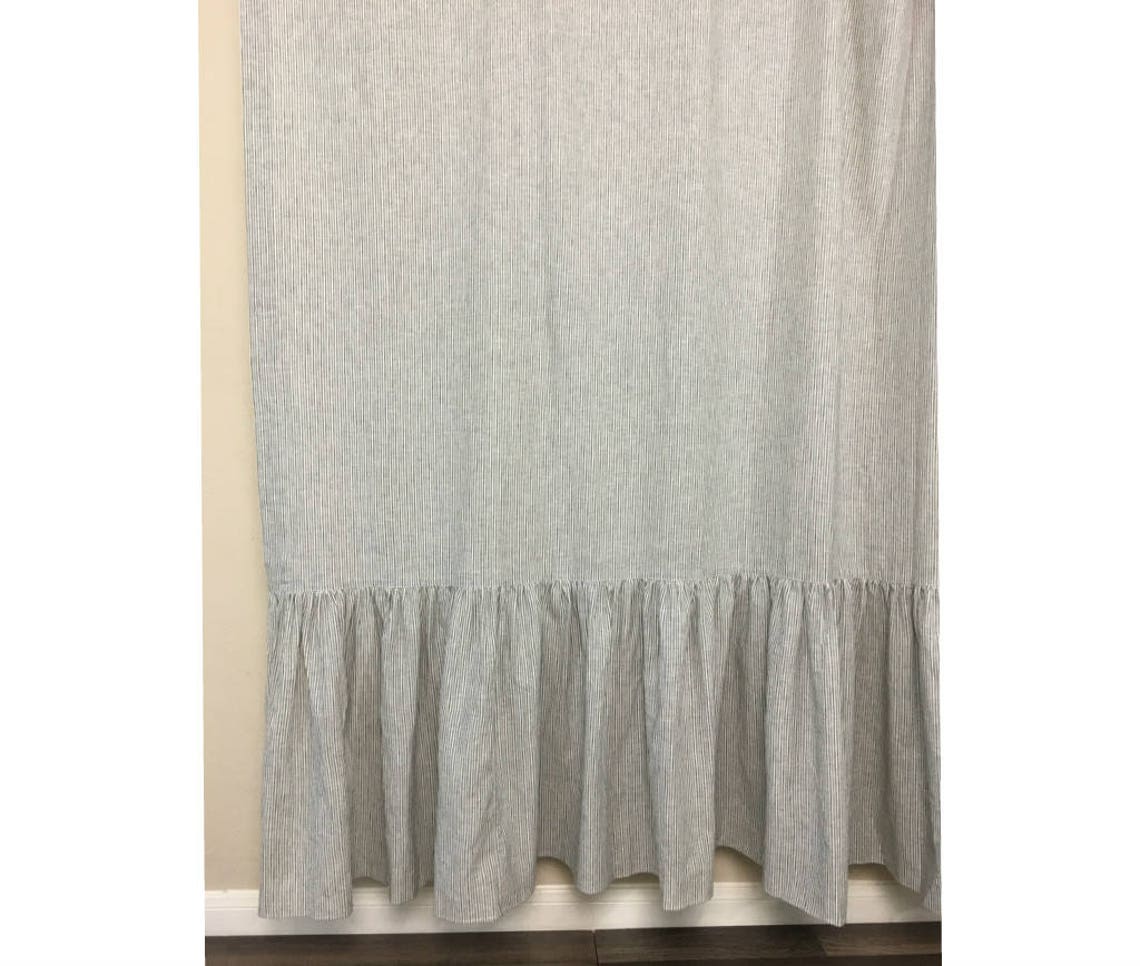 Black and White Ticking Striped Shower Curtain With Mermaid Etsy