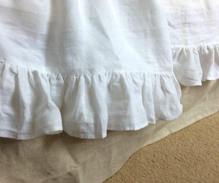 Natural Linen Throw Blanket Over-sized with Ruffles Multiple | Etsy