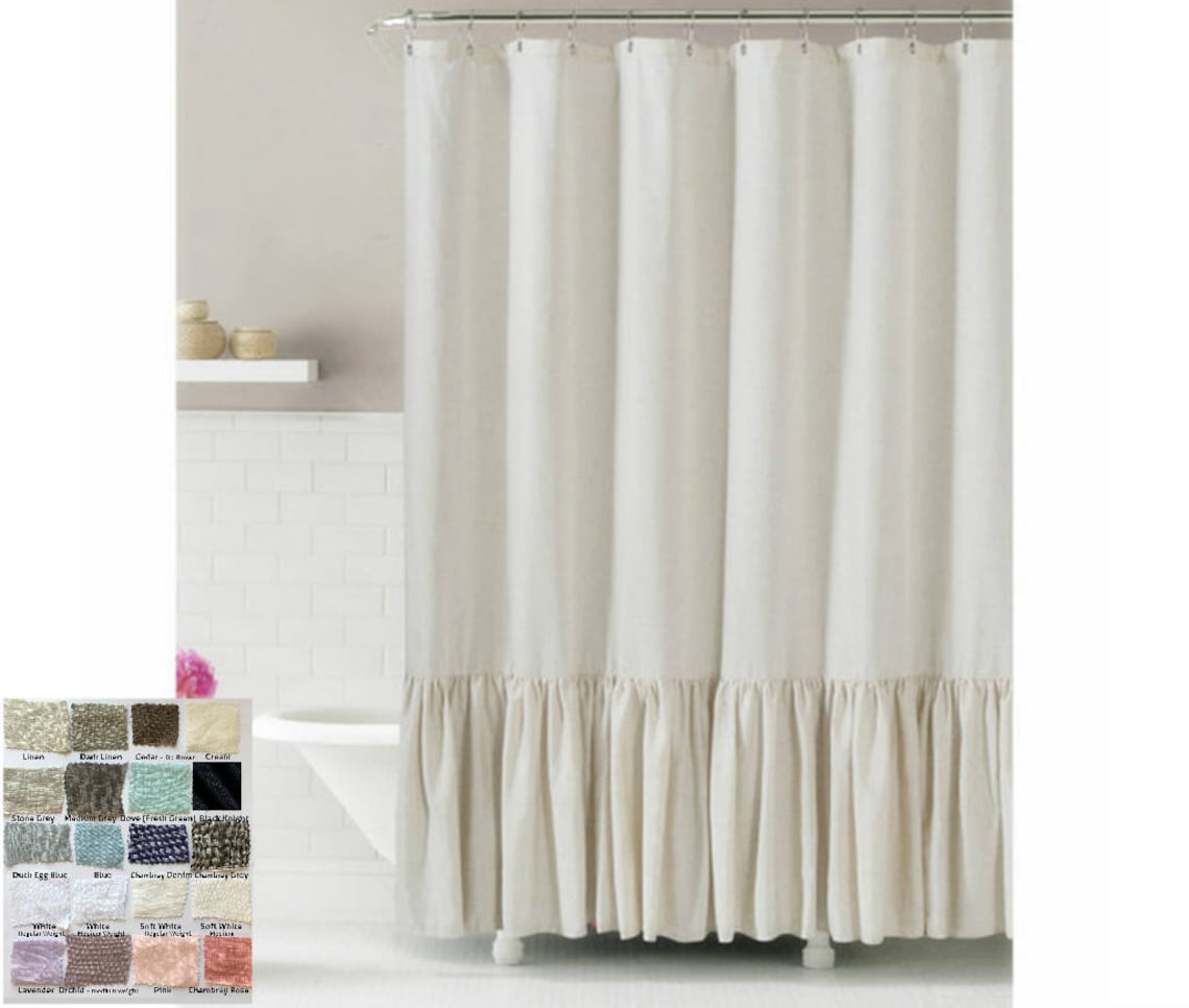 Linnen douchegordijn met zeemeermin lange ruches laat uw Etsy Nederland