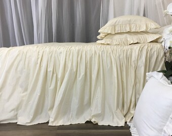 Elegante Tagesdecke aus Baumwolle in Creme, 100% Pima Baumwolle