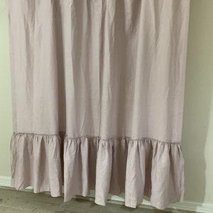 Faded Nutmeg Linen shower curtain with country mermaid long ruffles, Greyish Pink Linen Ruffle Shower Curtain Custom Size