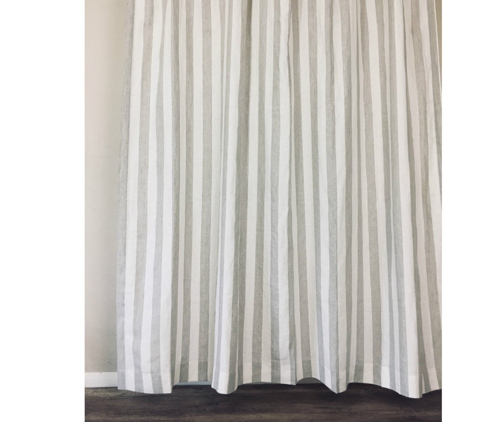 Natural Linen Striped Shower Curtain Mildewfree Custom Etsy