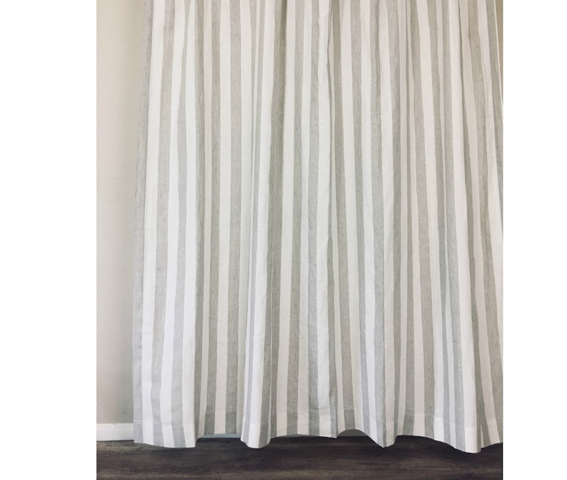 Natural Linen Striped Shower Curtain Mildew Free Custom Extra Long 1 5 Wide Stripe Weaved Stripes