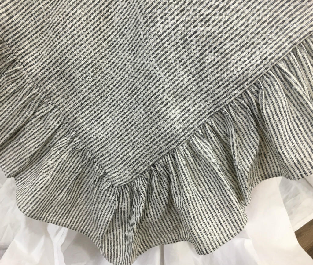 Subtle Black and White Ticking Stripe Ruffle Linen Duvet Cover - Etsy