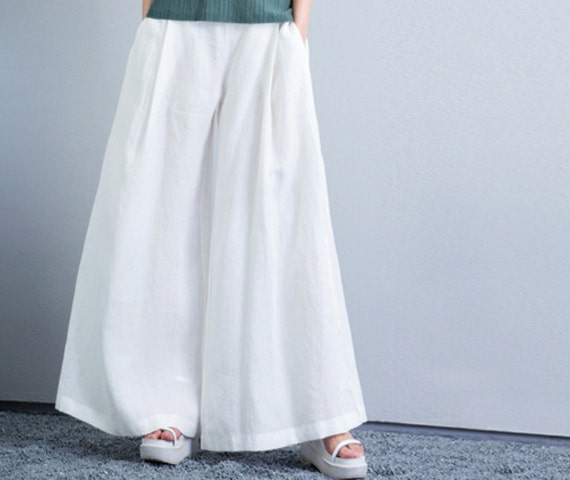 Linen Dress Pants Wide Leg Pants With 2 