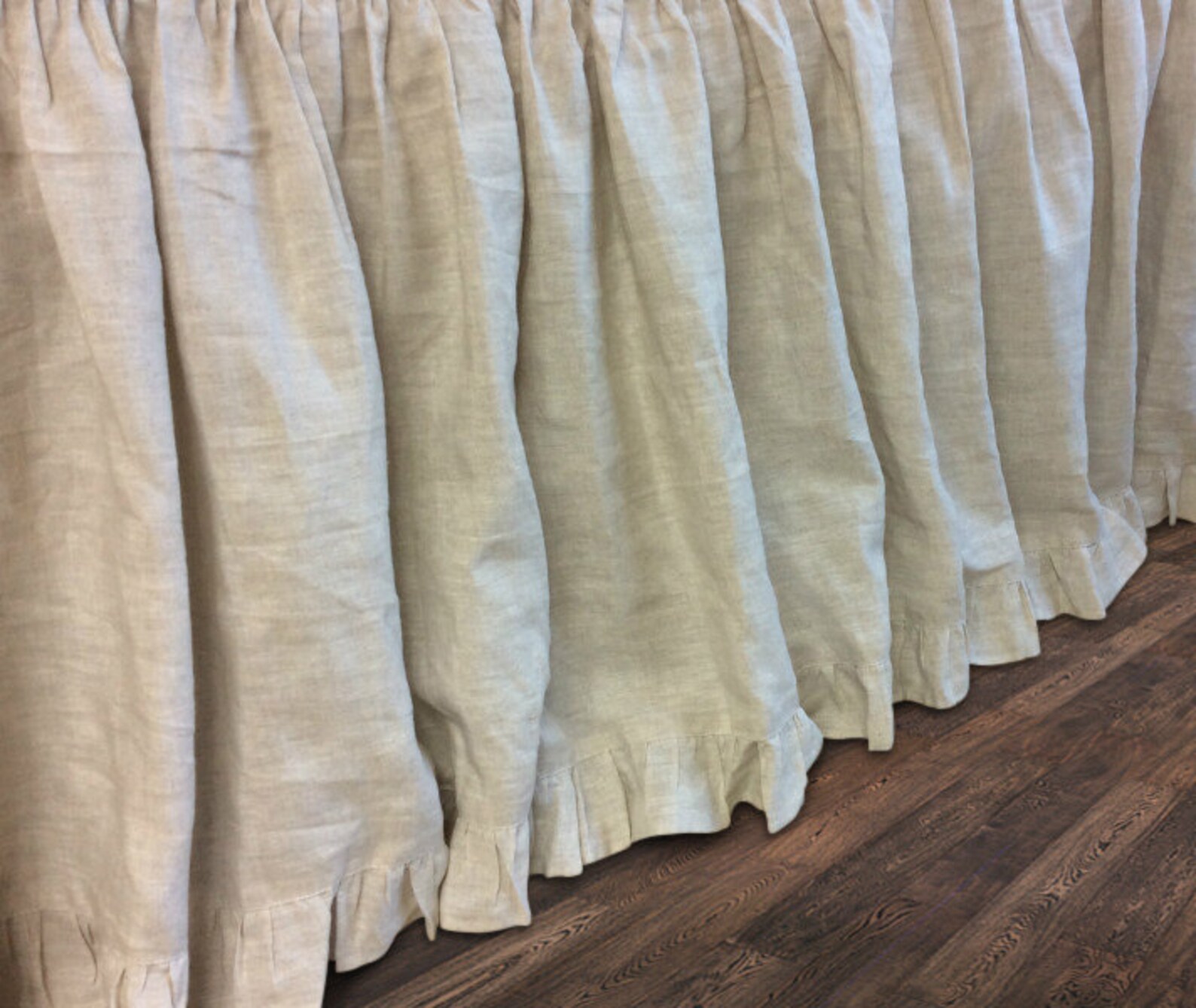 Natural Linen Bedskirt With Ruffle Hem Bed Ruffles Linen Etsy