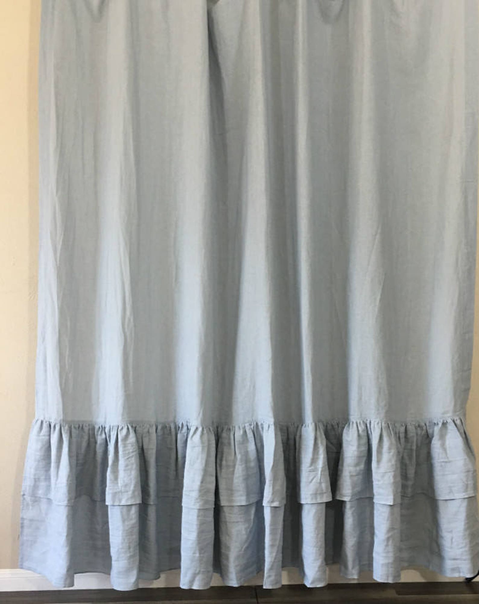 Duck Egg Blue Shower Curtain With 2tiered Mermaid Long Etsy