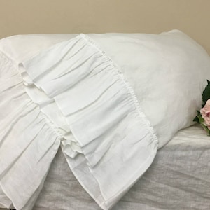 Pair of White Pillow Cases with Country Mermaid Long Ruffles