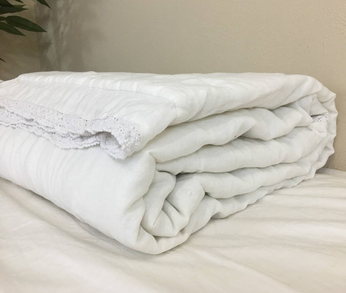 White Linen Blanket Linen Quilt Linen Comforter White Etsy