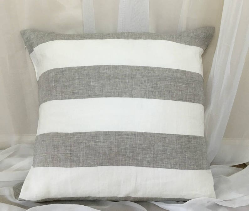 Striped Euro Sham Linen Euro Sham Covers Striped Pillow Etsy