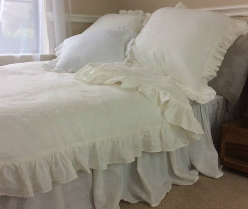 Soft White Ruffle Duvet Cover Ruffle Bedding Shabby Chic Etsy
