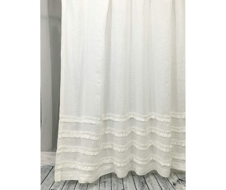 Linen Shower Curtain With 4 Rows of Ruffles 72x72 72x85 Etsy