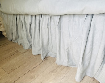 Mountain Fog Linen Bed Skirt with Ruffle Skirt, Shabby Chic Coverlet, French Country Farmhouse Bedding, Romantic Cottage Style, All Sizes