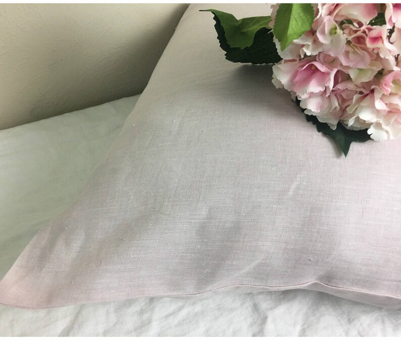 Chambray Blush Pink Linen Euro Sham Covers Accented Pillow Etsy
