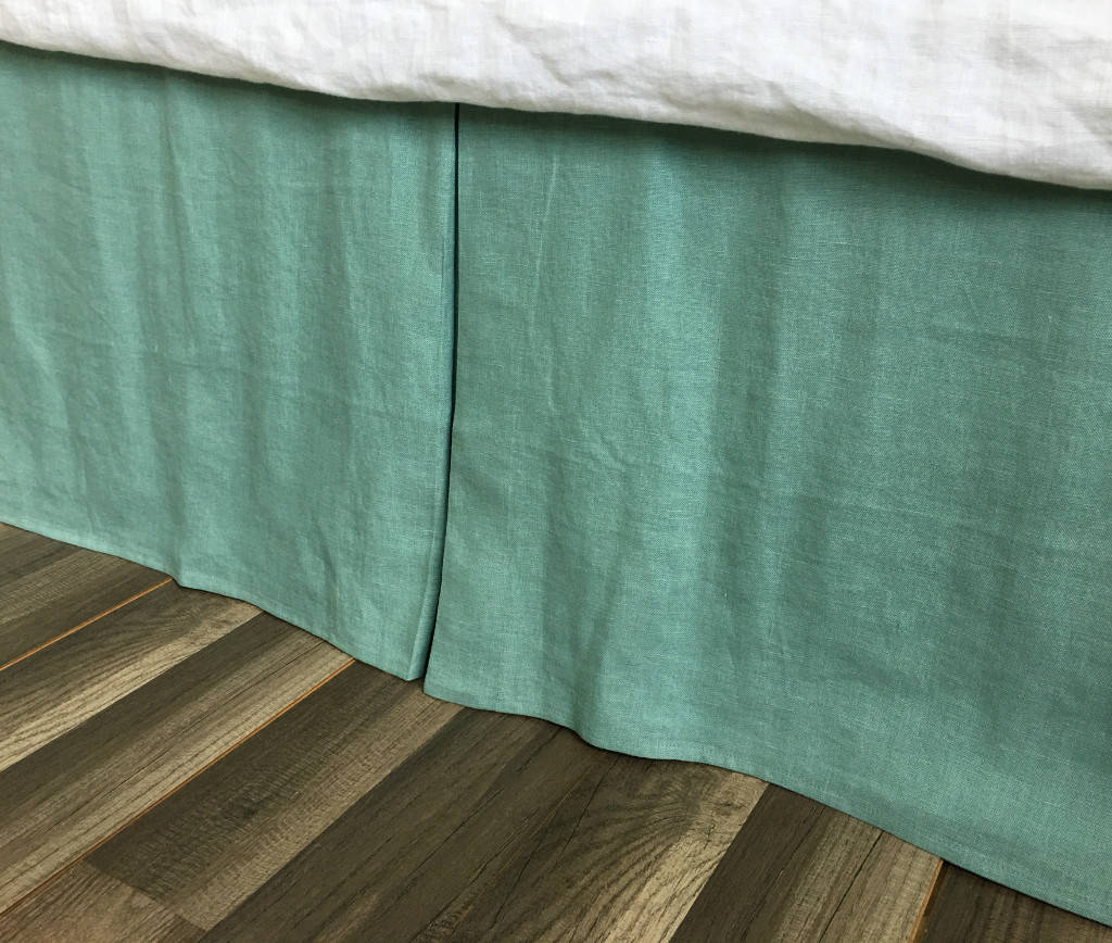 Moss Green Linen Bed Skirt With Tailored Pleats Etsy Ireland