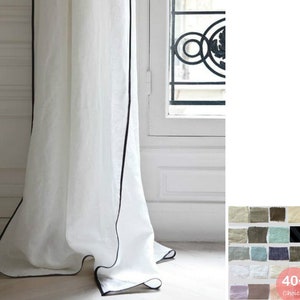 Linen Curtain finished with Trim, 40+ colors, Mix and Match your way Custom Size, Custom Made