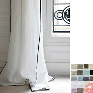 Linen Curtain finished with Trim, 40+ colors, Mix and Match your way Custom Size, Custom Made