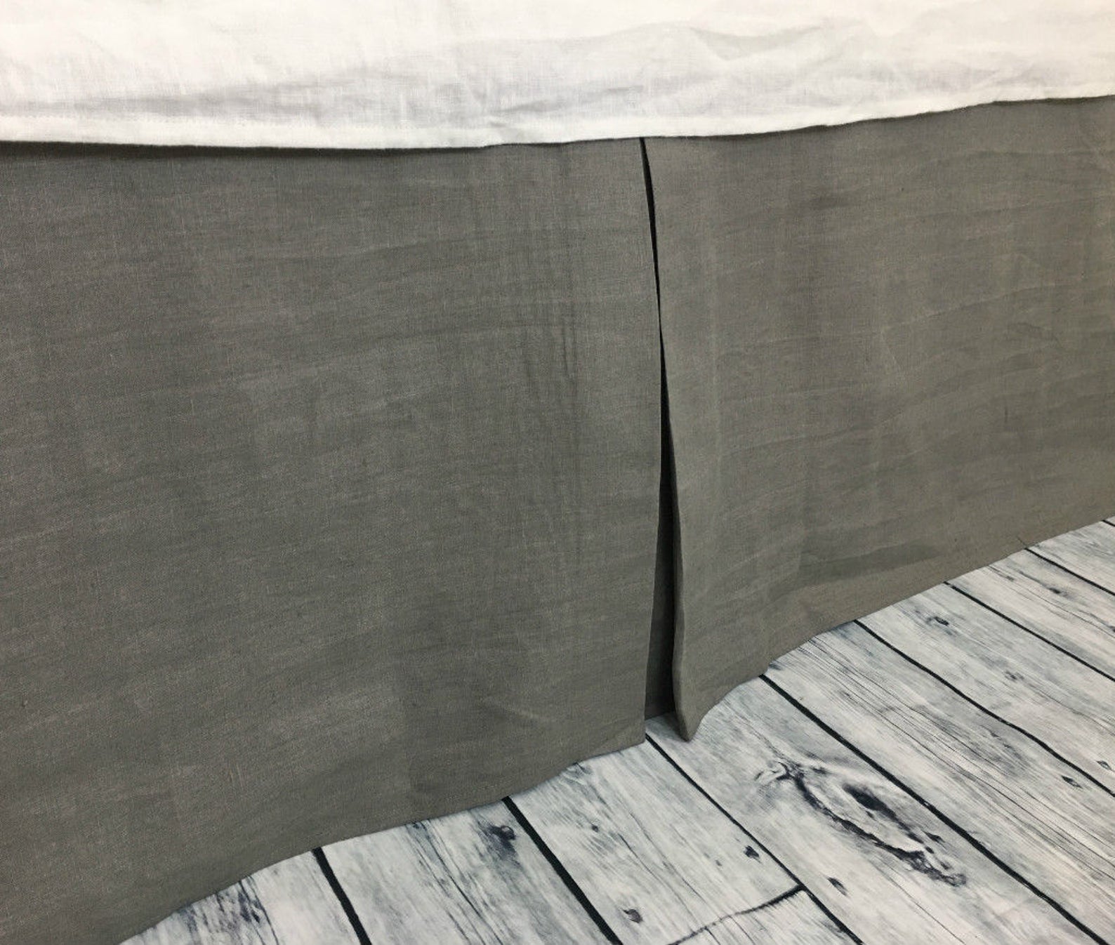 Medium Grey Tailored Pleats Bed Skirt grey box pleated bed Etsy