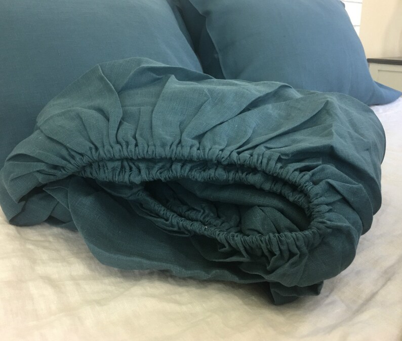 Yale Blue Linen bed sheets Dark Blue Linen Sheets Set Etsy