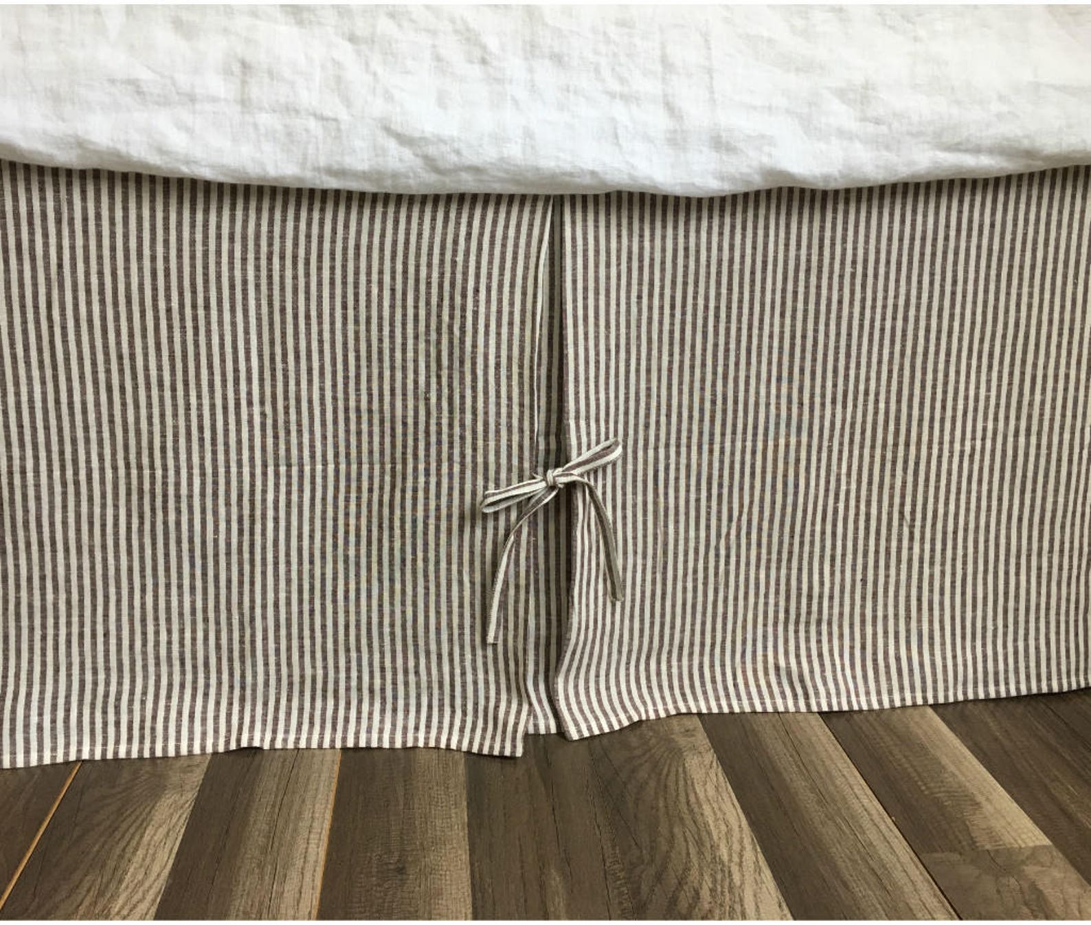 Tailored Pleated Linen Bed Skirt With Ties Multiple Colors to Etsy