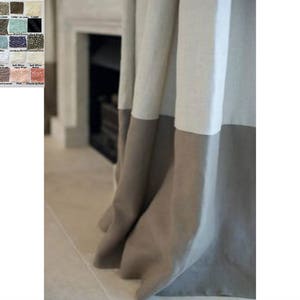 Color Block Curtains, Natural Linen Color Block Curtains – Multiple Colors, Custom Size