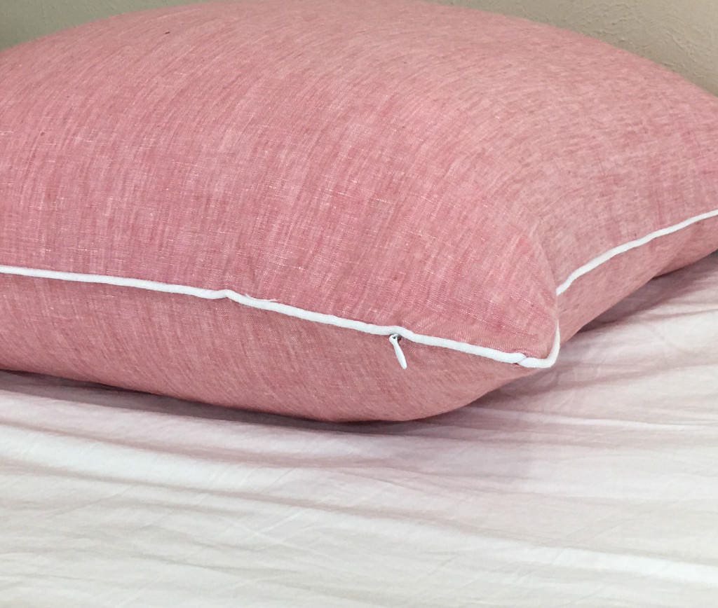 Linen Euro Sham Cover with Piping Finish all sizes 12x16 Etsy