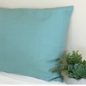 Moss Green Linen Euro Sham Cover, All Sizes Available, Spring Feel All Year Around!