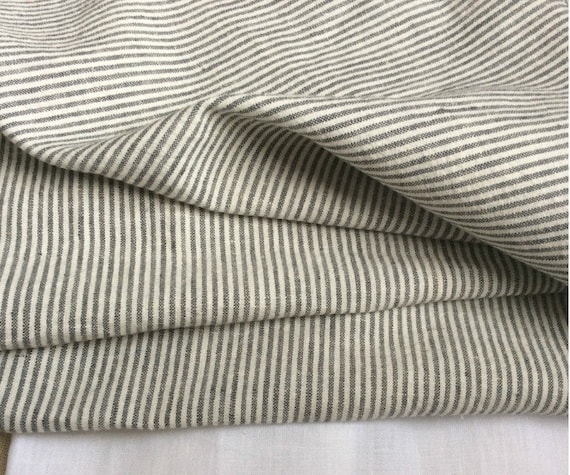 Subtle Black White Striped Duvet Cover In Natural Linen Etsy