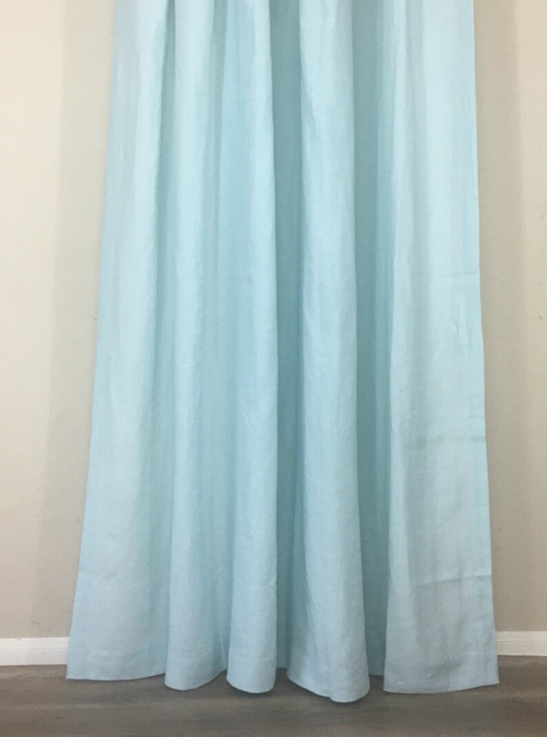 Robin Egg Dove Linen Shower Curtain Greenish Blue Linen Etsy