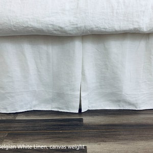 White Bed Skirt With Tailored Pleats Belgian Linen Canvas - Etsy