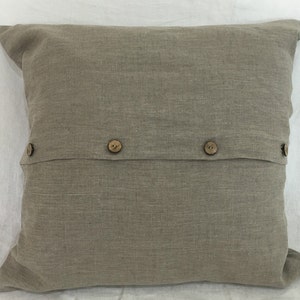 Classic Button Euro Sham handmade in DARK LINEN - all sizes, 12x16, 16x16, 18x18, 20x20, 24x24, 26x26