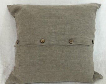 Classic Button Euro Sham handmade in DARK LINEN - all sizes, 12x16, 16x16, 18x18, 20x20, 24x24, 26x26