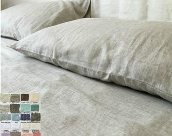 Linen sheets 40+ Colors,Top Sheet, Fitted Sheet, Available in Queen, King, Twin, Full, Custom Size Welcome