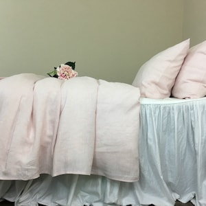 Chambray Blush Pink Linen Duvet Cover, Available in All Sizes or Custom Size