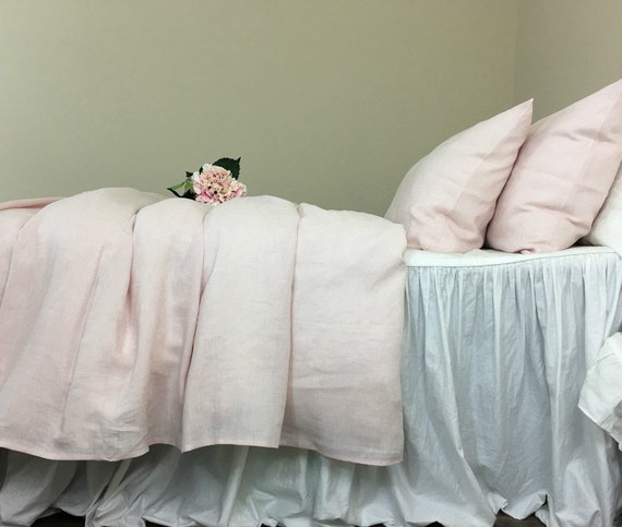 Chambray Blush Pink Linen Duvet Cover Available In All Sizes Etsy