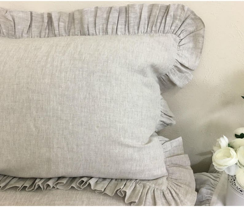 Medium Weight Linen Euro Sham Cover With Self Ruffle 12x16 Etsy