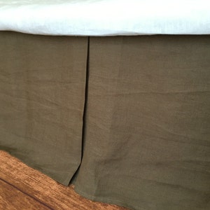 CEDAR - dark brown Tailored linen bedskirt, natural linen bed skirts, tailored linen bedskirt, handmade, made to order