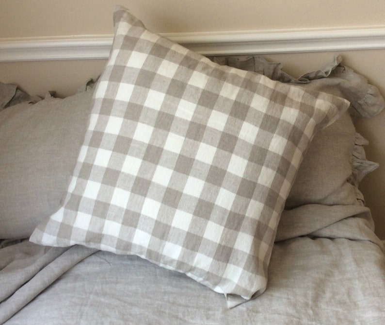 Buffalo Check Euro Sham Covers 100 Linen accented euro Etsy
