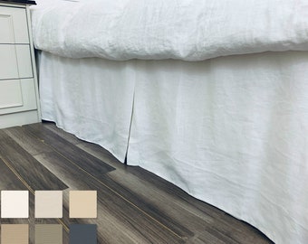 Belgischer Leinen-Flachs-Bettrock mit maßgeschneiderten Falten, Canvas-Gewicht Leinen, 15-24 &quot;Tropfenlänge, Bauernhaus-Bettrock