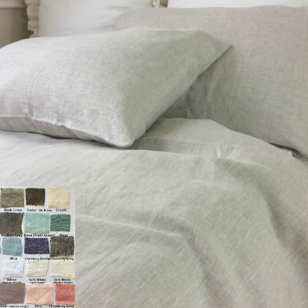 Natural Linen Duvet cover, Multiple Colors (40+), Natural Linen bedding, Available in Queen, King, Twin, Full, Custom Size Welcome