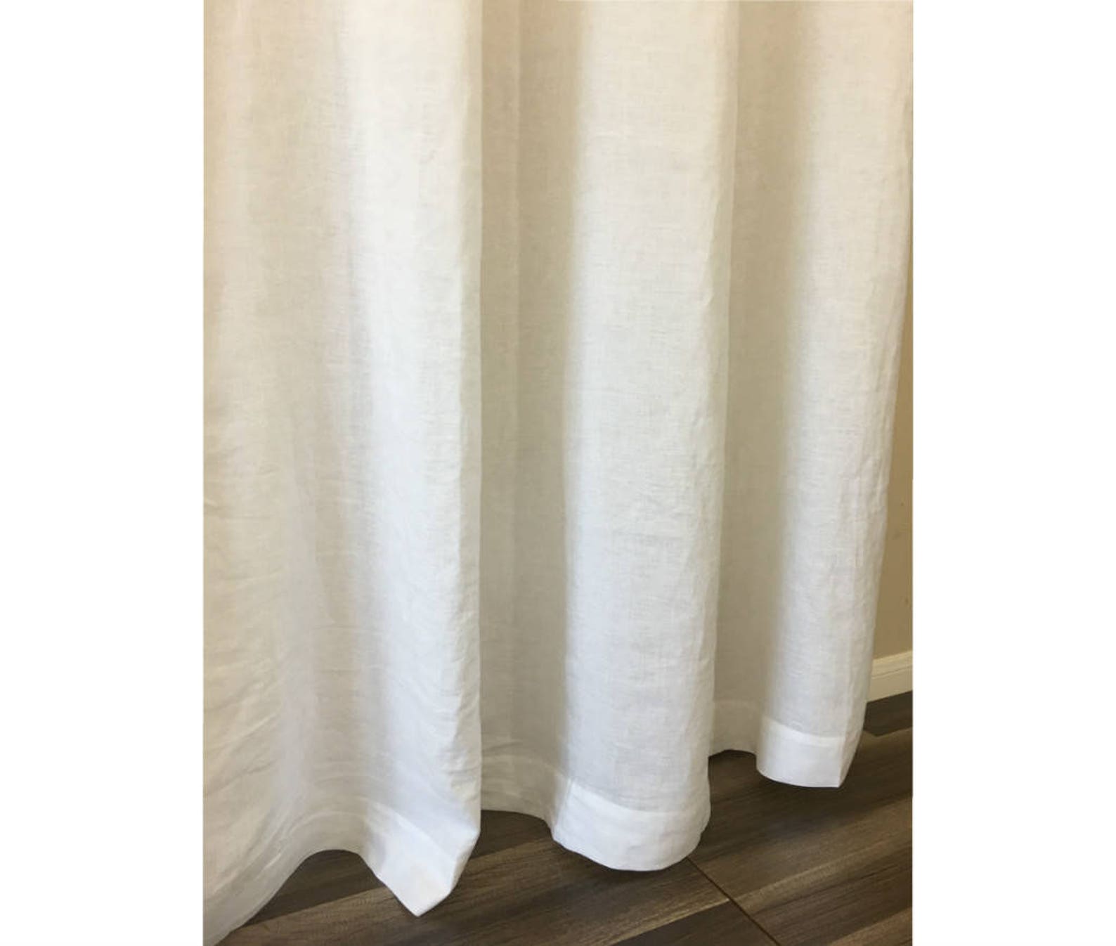 White Linen Shower Curtains MildewFree 72x72 72x85 72x94 Etsy