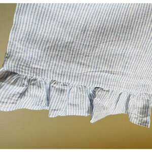 Striped Ruffled Sheets Blue White Ticking Striped Linen Bed Sheets Set With Ruffle Details - Etsy