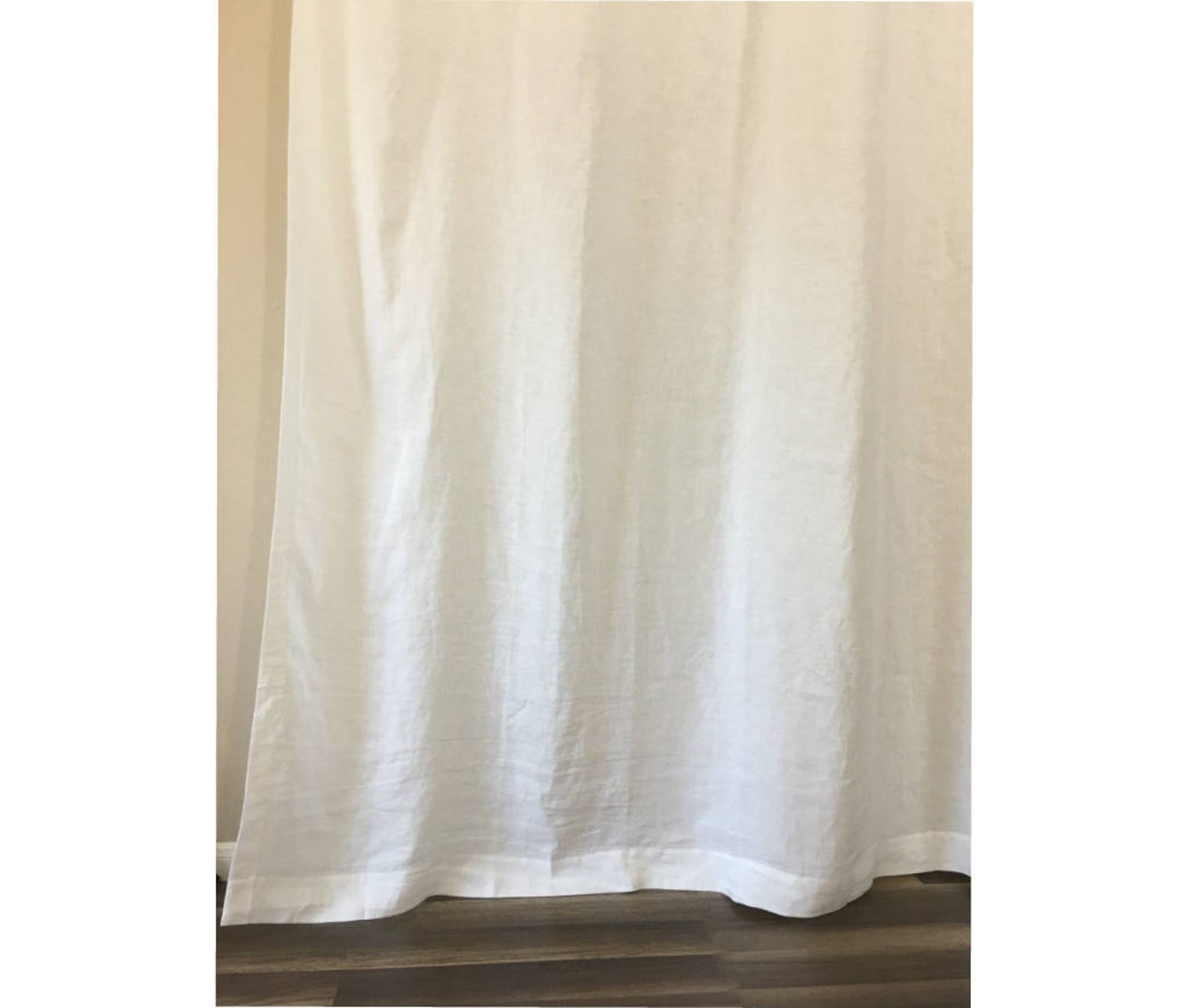 White Linen Shower Curtains MildewFree 72x72 72x85 72x94 Etsy
