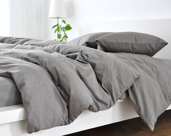 Medium Grey linen duvet cover, linen duvet cover, grey linen duvet cover, queen duvet cover, king duvet cover, linen bedding