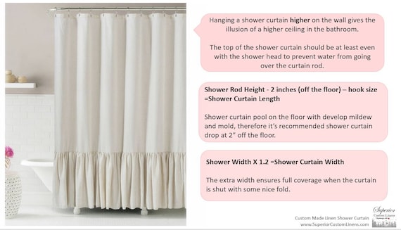 Linen Shower Curtain With 4 Rows Of Ruffles 72x72 72x85 Etsy