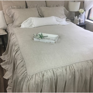 Bedspread With Gathered Ruffle Fall, Linen Bedspread, Ruffle Bedding ...